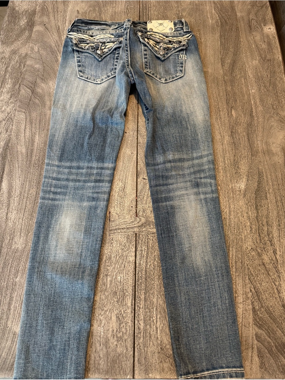 Miss Me Denim Jeans with Embroidered Pocket Detail - Blue - Picture 7 of 8